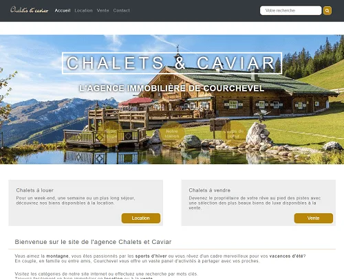 Capture d'écran du projet Chalets et Caviar