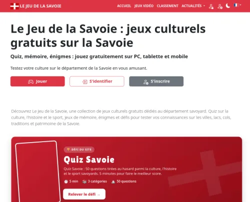 Capture d'écran du projet Le Jeu de la Savoie