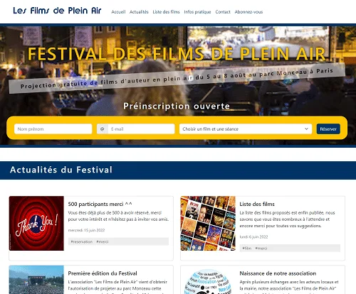 Capture d'écran du projet Les Films de Plein Air